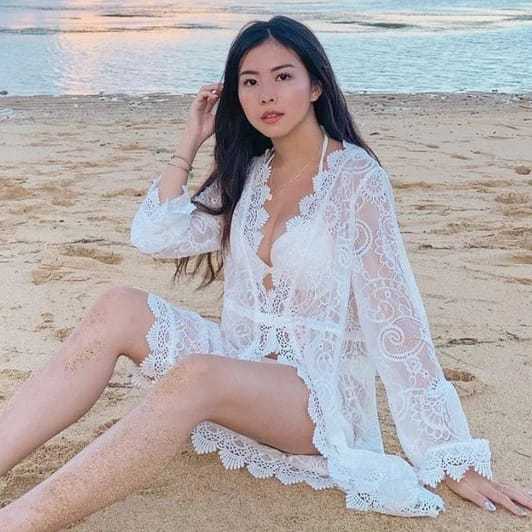 Women Lace Beach Cover-up with Romantic Crochet Accents Ivyshape