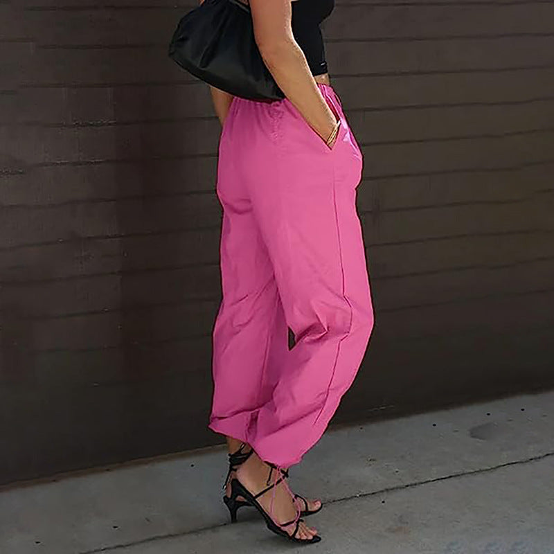 Women's leisure pants with elastic waistband and drawstring Ivyshape