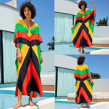 Women's beach kaftan with striking geometric design Ivyshape