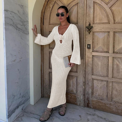 Women's Maxi Dress with Unusual Crochet Pattern Ivyshape