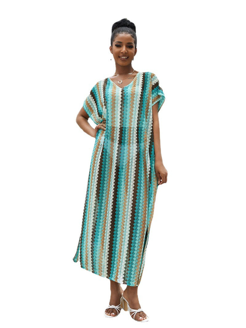Women's beach dress with side slits and elegant V-shape Ivyshape