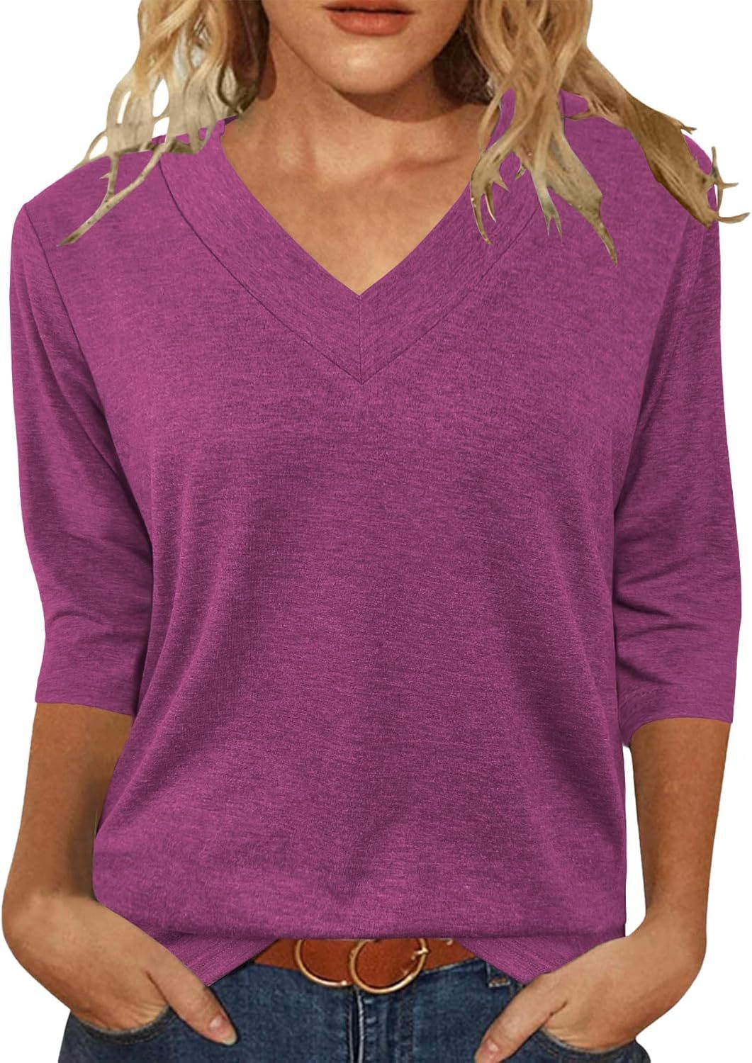 Women Relaxed Fit V-Neck Top Ivyshape