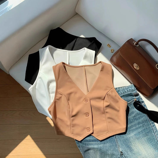 Women's cropped top with elegant cut and softly flowing fabric Ivyshape