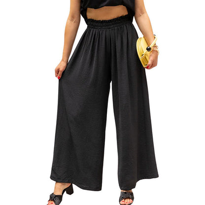 Women's Wide-Leg Culotte with Elastic Waistband Ivyshape