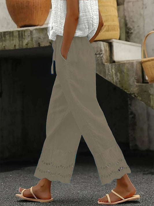 Ladies Light Embroidered Loose Pants Ivyshape