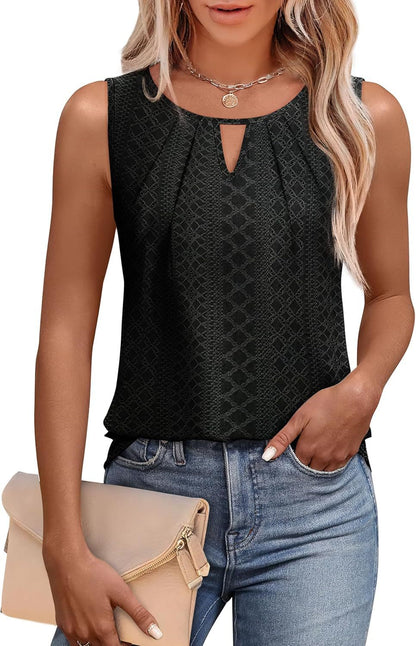 Women Eyeliner Design Keyhole Blouse Ivyshape