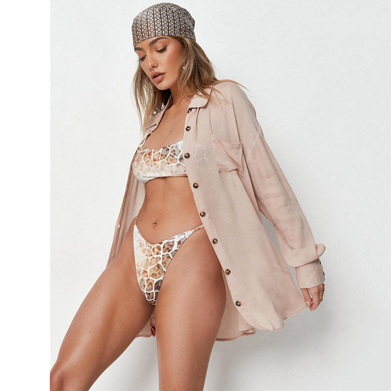 Women's Casual Beach Blouse with High-Quality Button Detail Ivyshape
