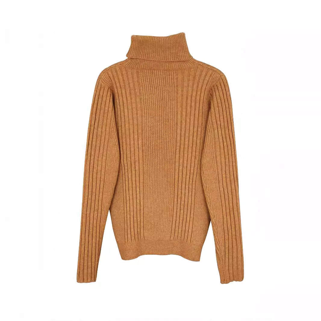 Women's fine knit turtleneck sweater with elegant rib design Ivyshape