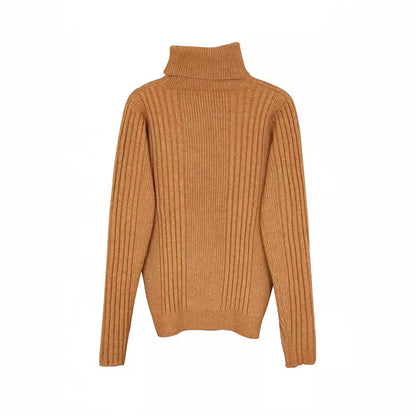 Women's fine knit turtleneck sweater with elegant rib design Ivyshape
