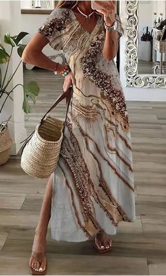 Women Artistic Boho Print Maxi Dress Ivyshape