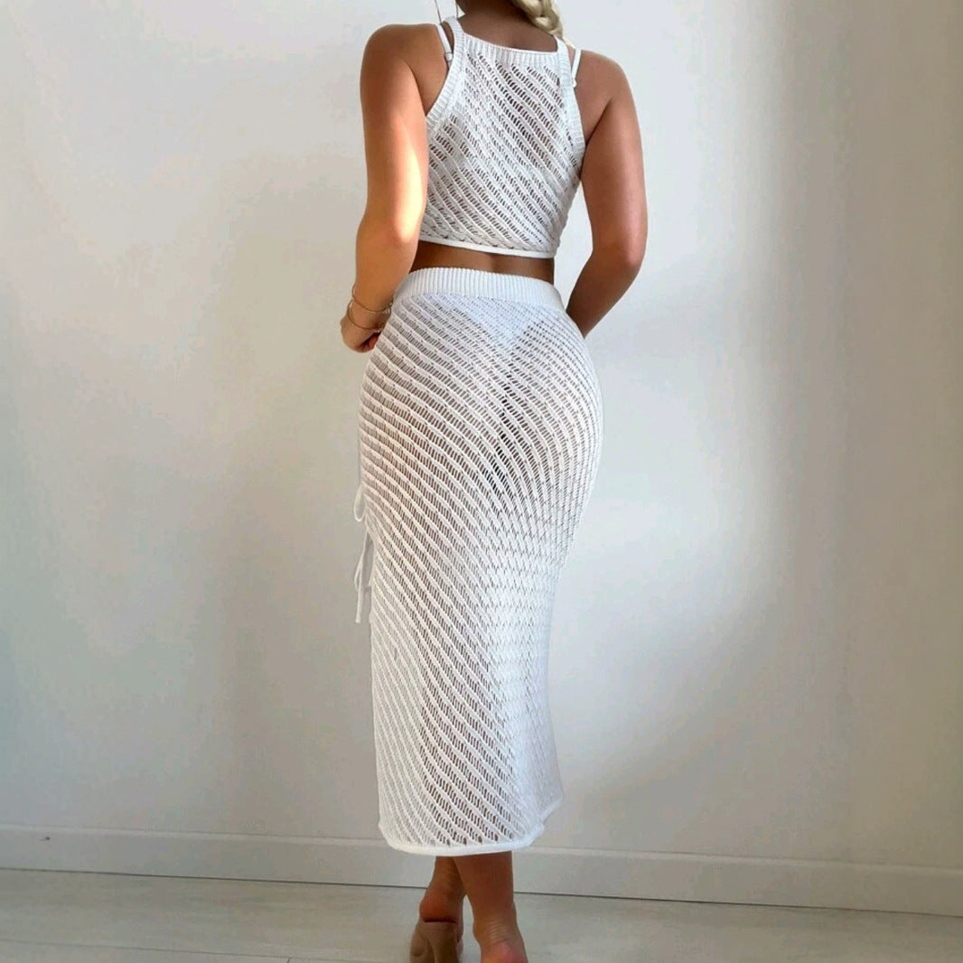 Ladies beach dress in macrame style Ivyshape