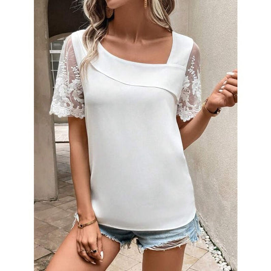 Women's Elegant Blouse with Lace Sleeves Ivyshape