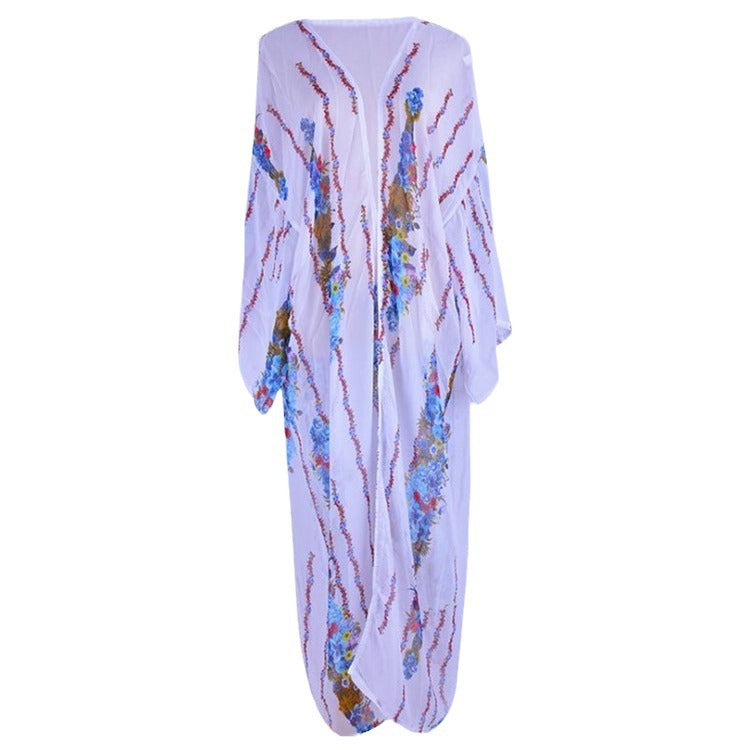 Women’s beach cover-up with floral accents and loose silhouette Ivyshape