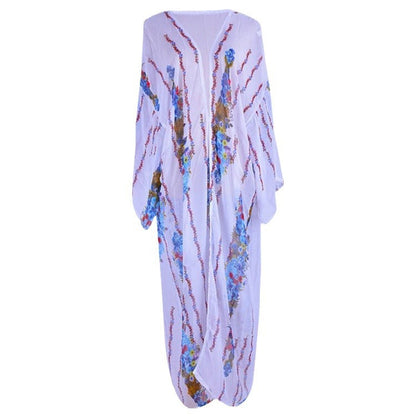 Women’s beach cover-up with floral accents and loose silhouette Ivyshape