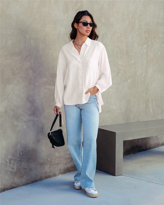 Women casual blouse with buttons and wide sleeves Ivyshape