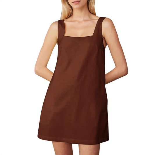 Women's A-Line Square Neck Mini Dress Ivyshape