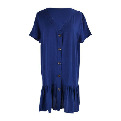 Women's Shirt Dress with Button Details and Voluminous Sleeves Ivyshape