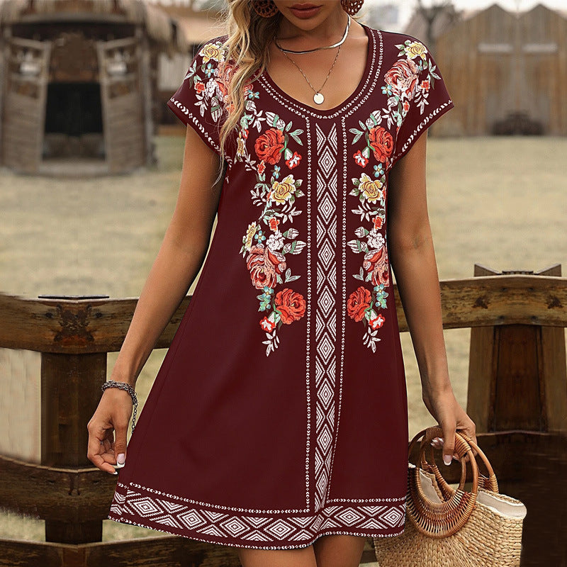 Women's Summer Tunic Dress with Floral Embroidery Ivyshape