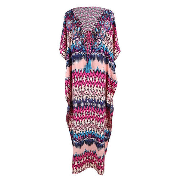 Women's kaftan with artistic ethnic design and casual cut Ivyshape