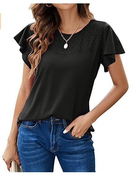 Women's Ruffled Sleeve Decorative Top Ivyshape