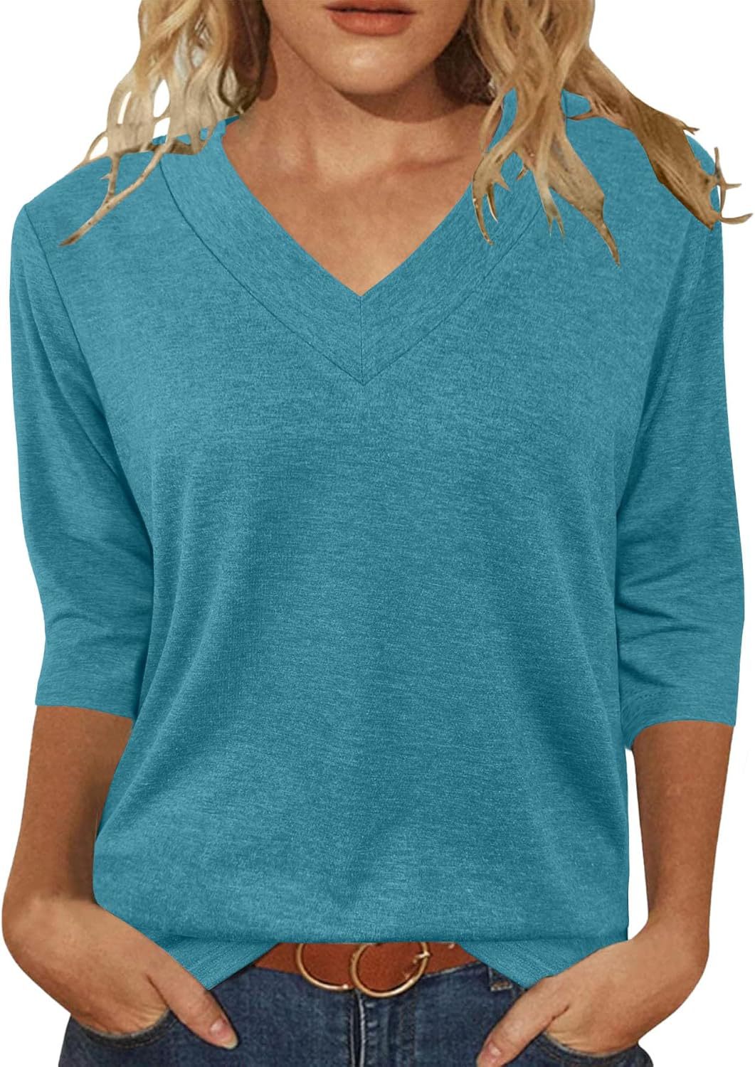 Women Relaxed Fit V-Neck Top Ivyshape