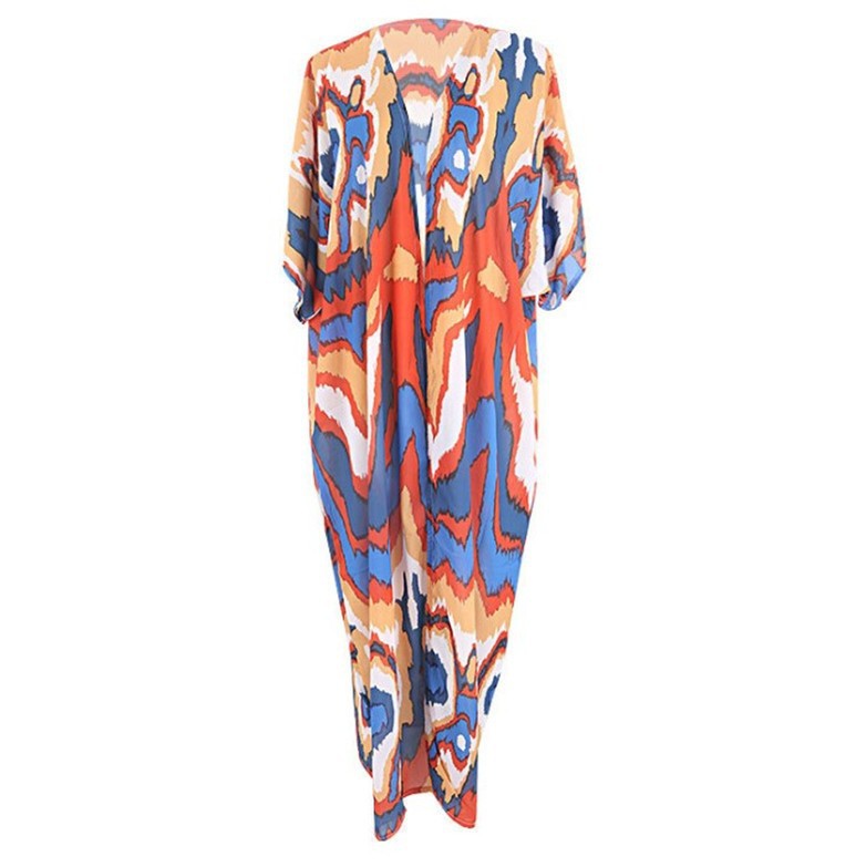 Women's Kimono-Style Beach Wrap with Artistic Pattern Ivyshape