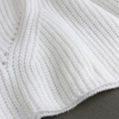 Women's knitted dress with stylish hole pattern and voluminous sleeves Ivyshape