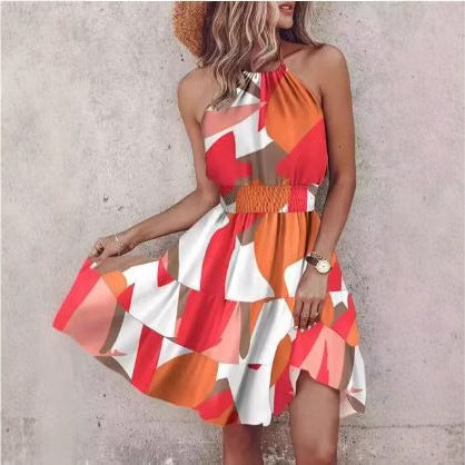 Women's Halter Neck Tiered Mini Dress Ivyshape