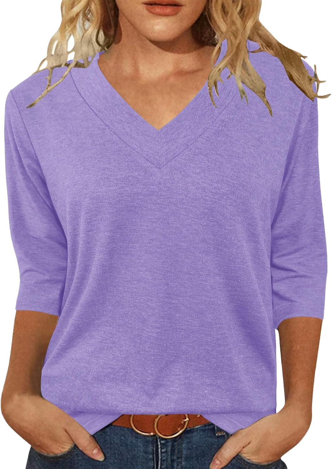 Women Relaxed Fit V-Neck Top Ivyshape