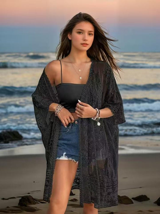 Women's Airy Lace Kimono Jacket Ivyshape