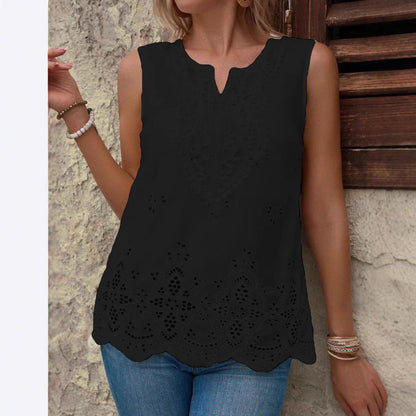 Women's sleeveless top with intricate lace embroidery Ivyshape