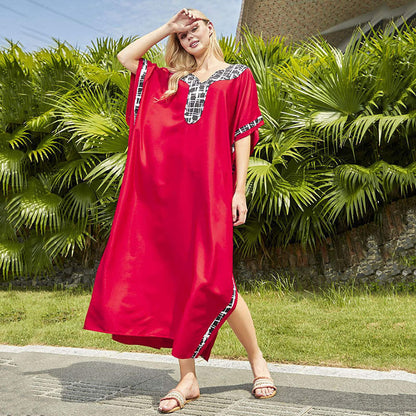 Women's beach tunic in modern kaftan style with elegant details Ivyshape