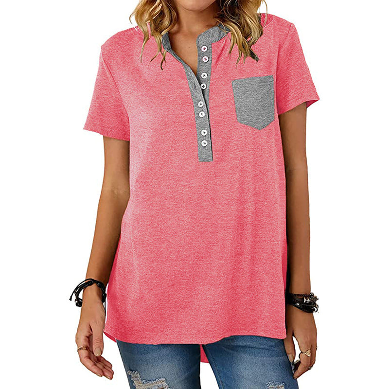 Women's Casual Polo Shirt with Button Placket and Pockets Ivyshape