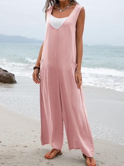Women Relaxed Fit Wide Leg Jumpsuit Ivyshape