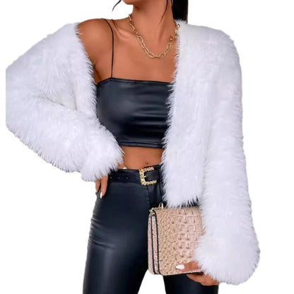 Women's Fashion Fur Crop Cardigan Ivyshape
