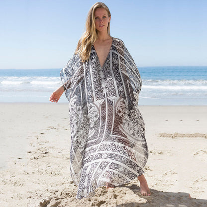 Women's beach bath towel with elegant pattern and wide cut Ivyshape