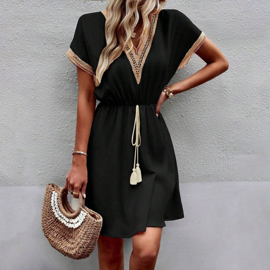 Women's summer dress with crochet trim Ivyshape