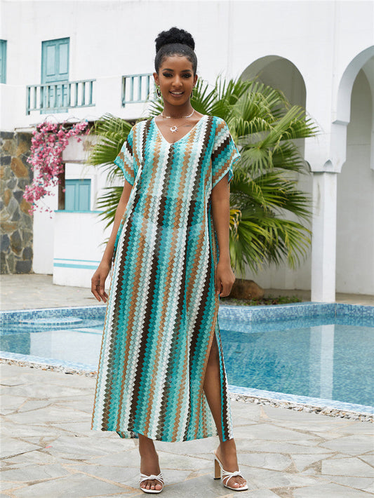 Women's beach dress with side slits and elegant V-shape Ivyshape
