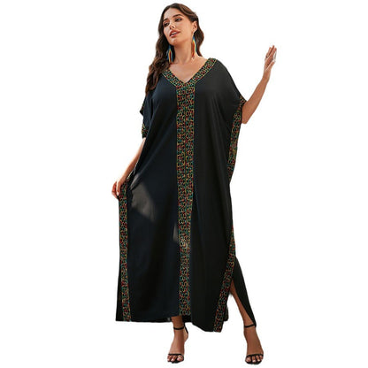 Women elegant kaftan dress with colorful embroideries Ivyshape