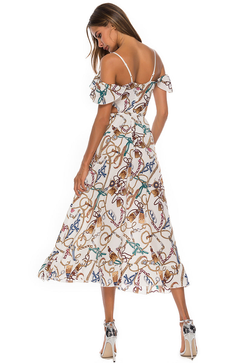 Women's midi dress with floral cut-outs and voluminous sleeves Ivyshape