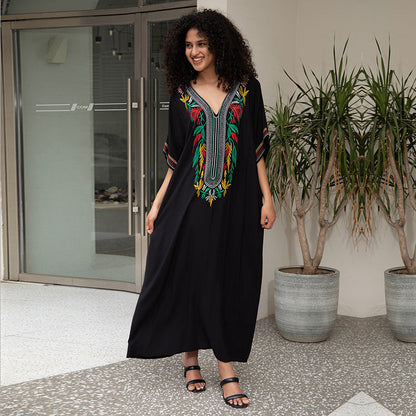 Women's Maxi Kaftan with elaborate embroidery and wide cut Ivyshape