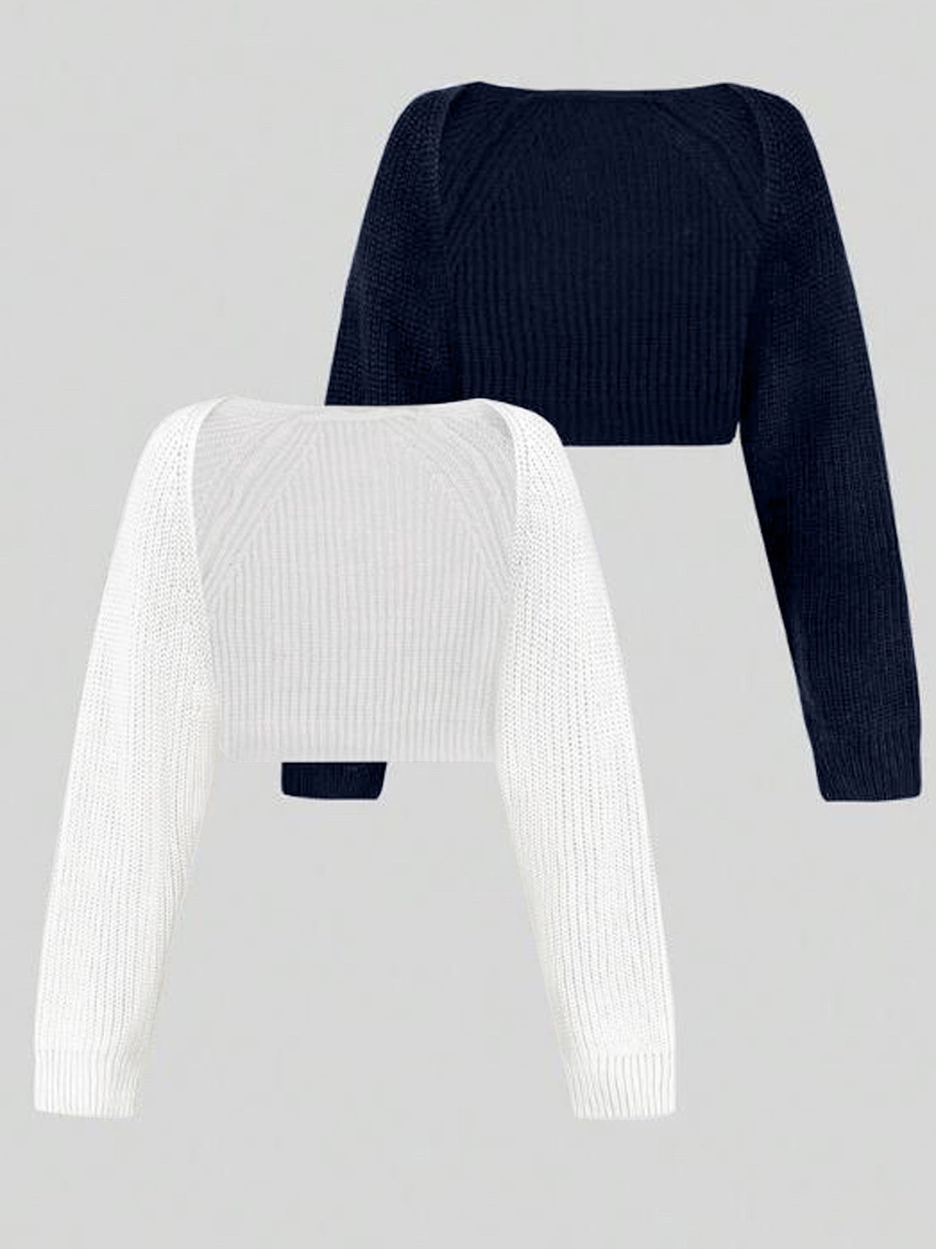 Women's cropped knit top with dropped shoulders and fine rib pattern Ivyshape