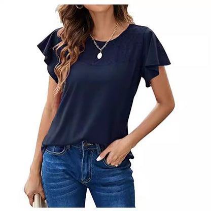 Women's Ruffled Sleeve Decorative Top Ivyshape