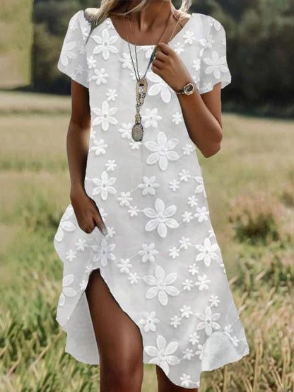 Ladies maxidress with floral embroidery design Ivyshape