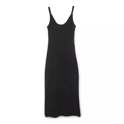 Women's maxi dress made of crocheted fabric with elegant wave design Ivyshape