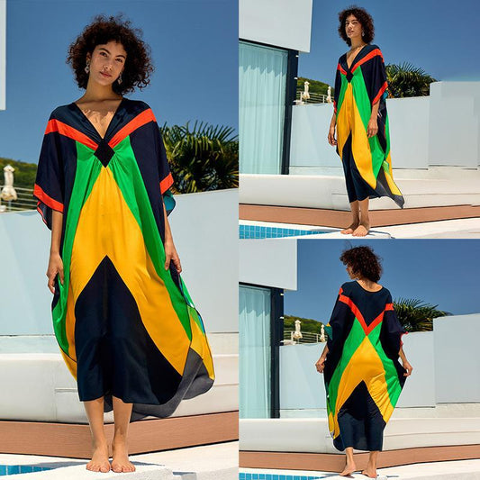 Women's beach kaftan with striking geometric design Ivyshape