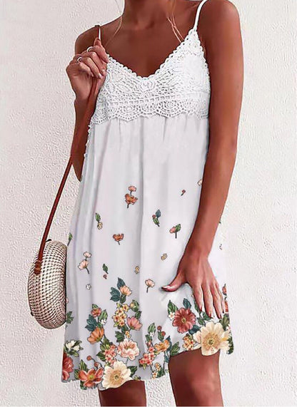 Ladies Floral Lace Mini Dress Ivyshape