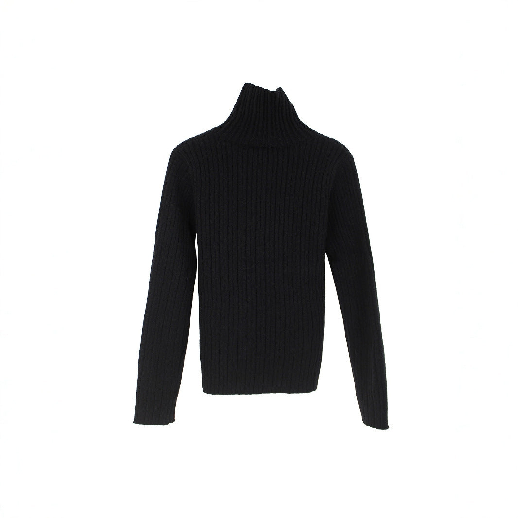 Ladies fine knit turtleneck sweater in ribbed design Ivyshape