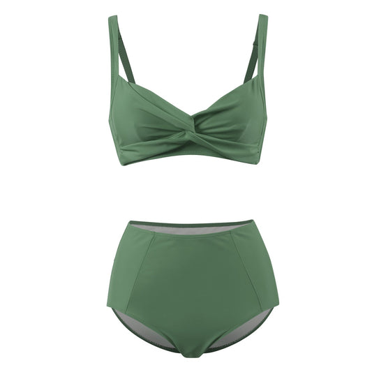 Ladies high-waisted bikini set with stylish twist Ivyshape
