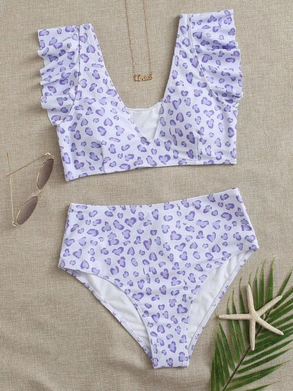 Ladies Bikini Set with elegant ruffle sleeves and high waistband Ivyshape